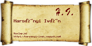 Harsányi Iván névjegykártya